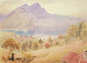 Pilatus desde Stanstadt, Suiza de Albert Goodwin